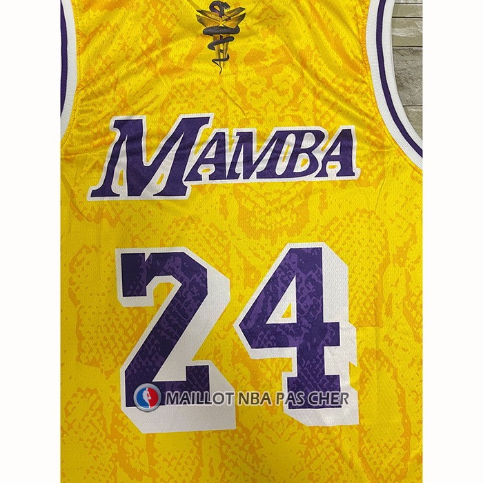 Maillot Los Angeles Lakers Kobe Bryant NO 24 Mamba Jaune